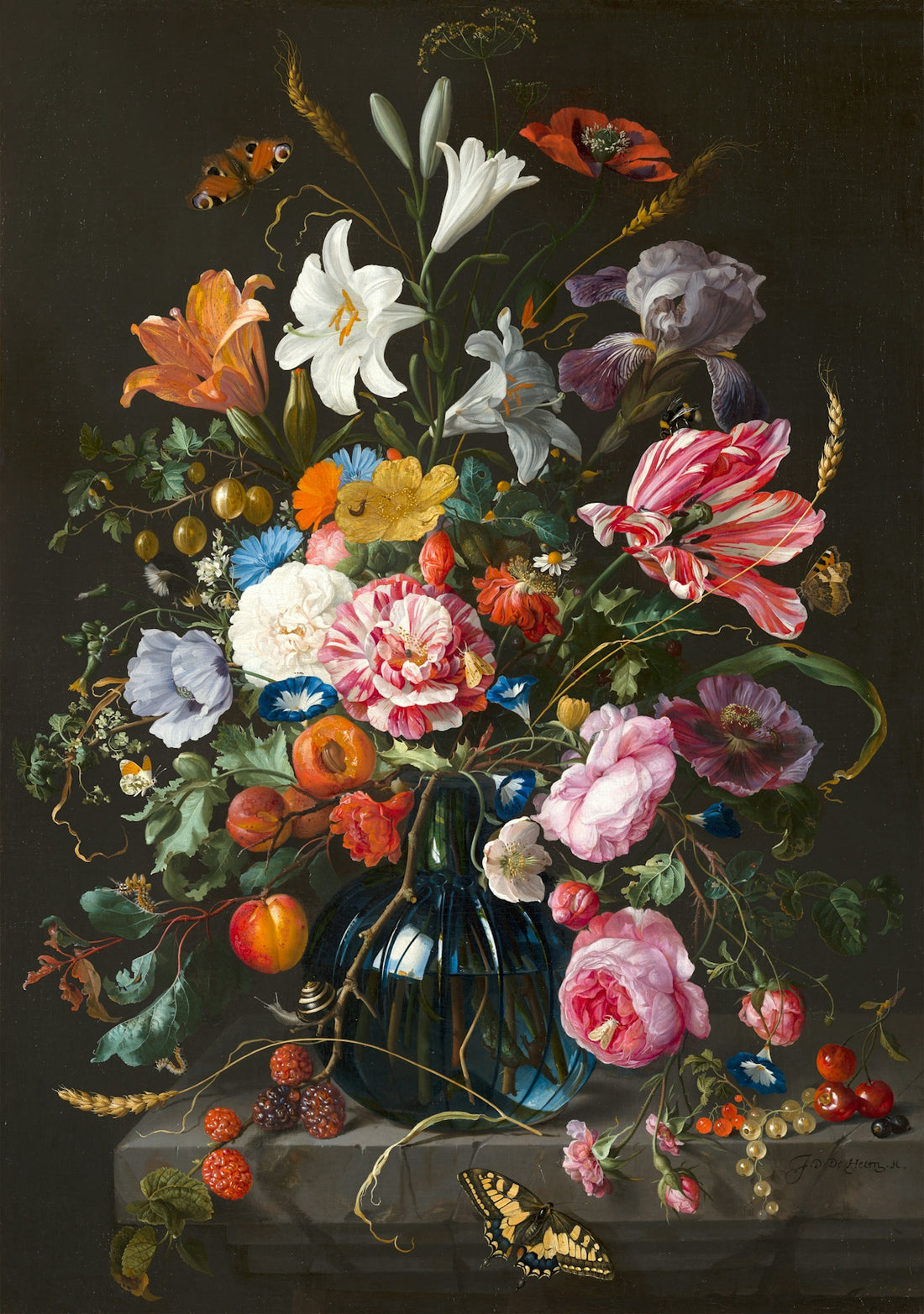 classical still life painting of flowers