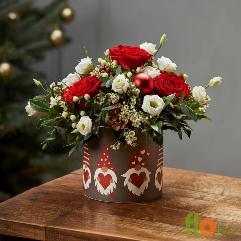 КОЛЕДНА КУТИЯ С ЦВЕТЯ