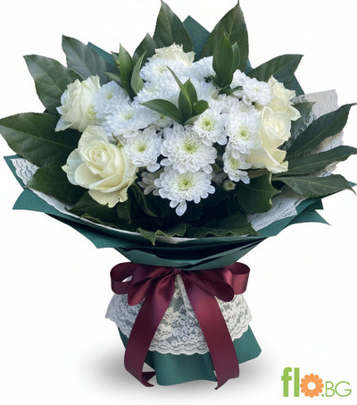 WHITE ROSES WITH CHRYSANTHEMUMS
