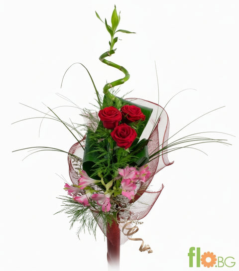 Букет Рози и Алстромерия