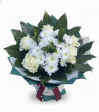 БЕЛИ РОЗИ С ХРИЗАНТЕМИ