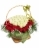 бели и червени еквадорски рози във формата на сърце, аранжирани в ръчно плетена кошница