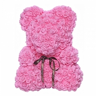 Большой Розовый мишка из роз в роскошной коробке