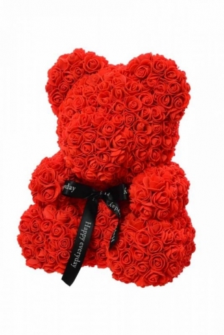 Большой красный мишка из роз в роскошной коробке