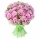 Букет от 9 бр розови хризантеми, съчетани с гипсофила и опаковани със стилна хартия